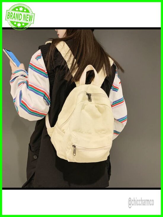 Small Canvas Backpack Purse for Women Teen Girls School Travel Daypack main image 6